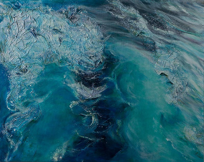 Fahrwasser - Acryl + Papier auf Leinwand 100 x 80 cm