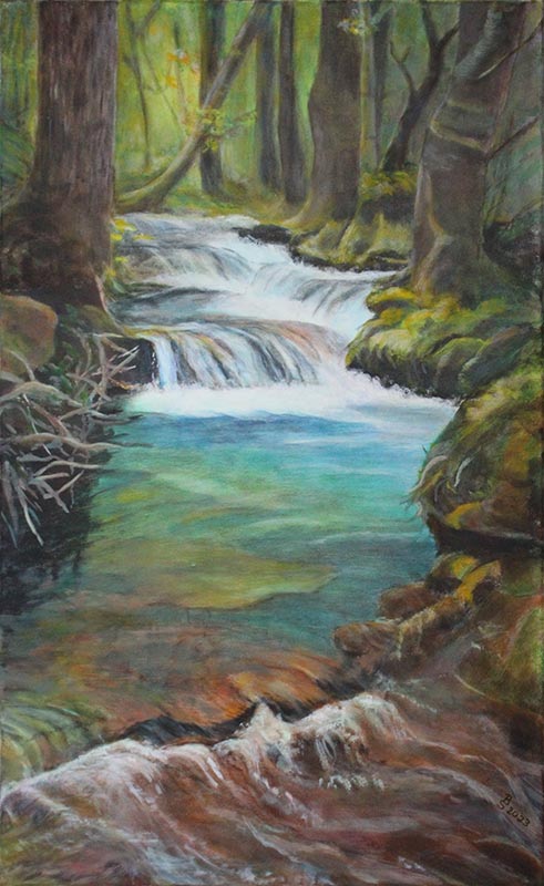 Kleiner Wasserfall - Acryl auf Leinwand 42 x 68 cm
