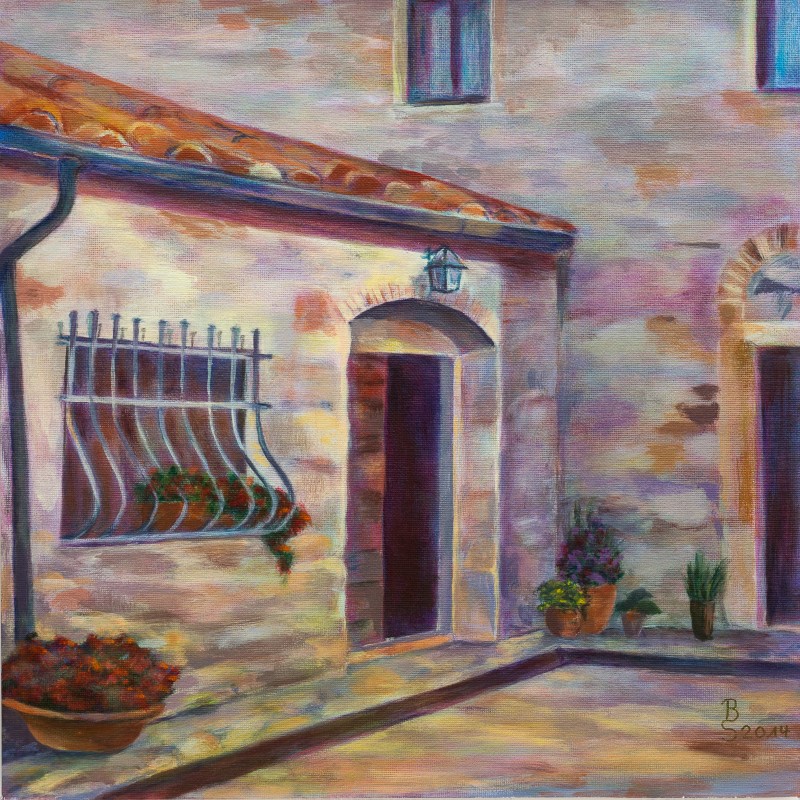 Toskanahaus - Acryl auf Leinwand 40 x 40 cm